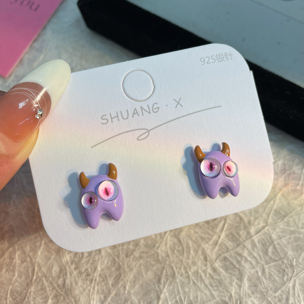 Alloy heterochromatic cute little monster earrings MYA-ShuangX050