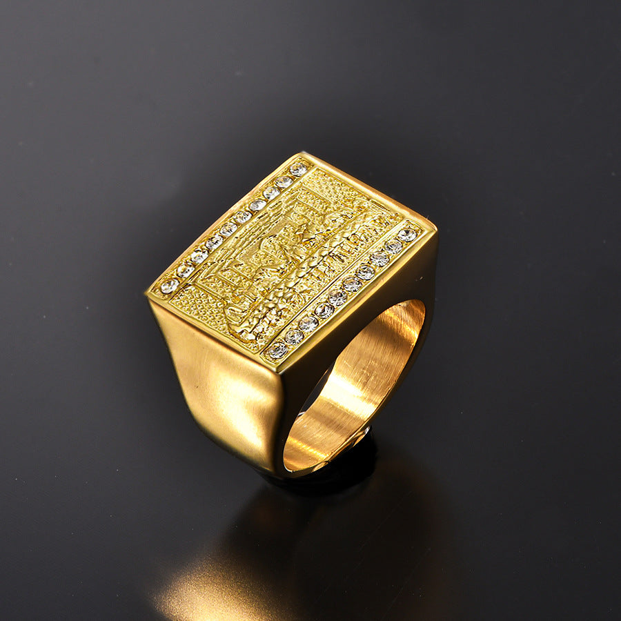 Stainless steel gold-plated world famous painting Judas ring MYA-YHZX009