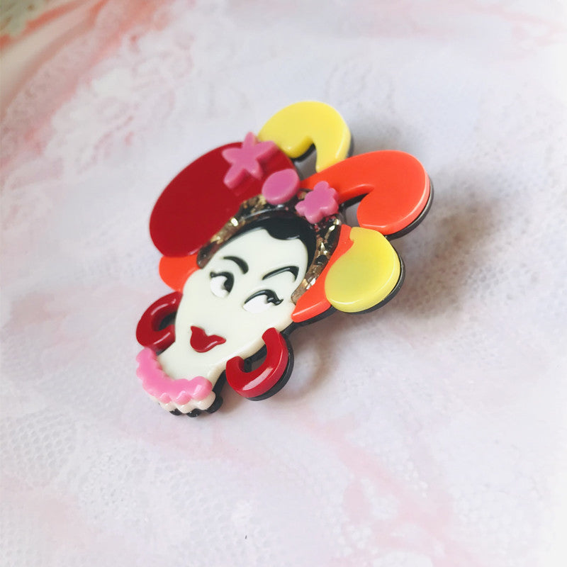 Acrylic Exaggerated Girl Character Cute Brooch Minimo de compra≥2 MIC-BenD006