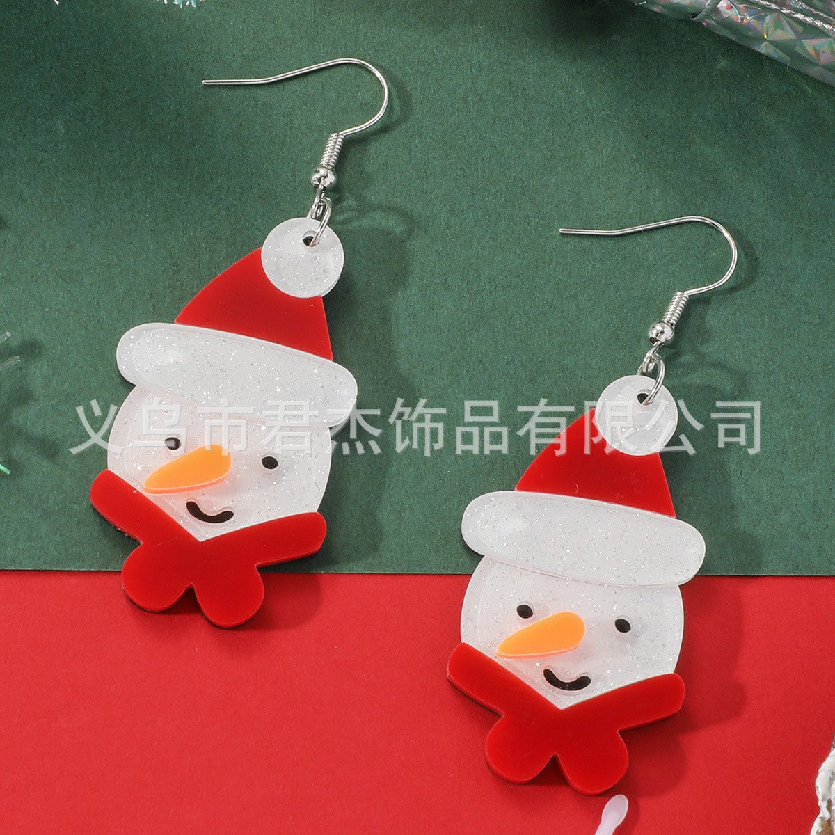 Acrylic Christmas Santa Claus Earrings MIC-JunJ024