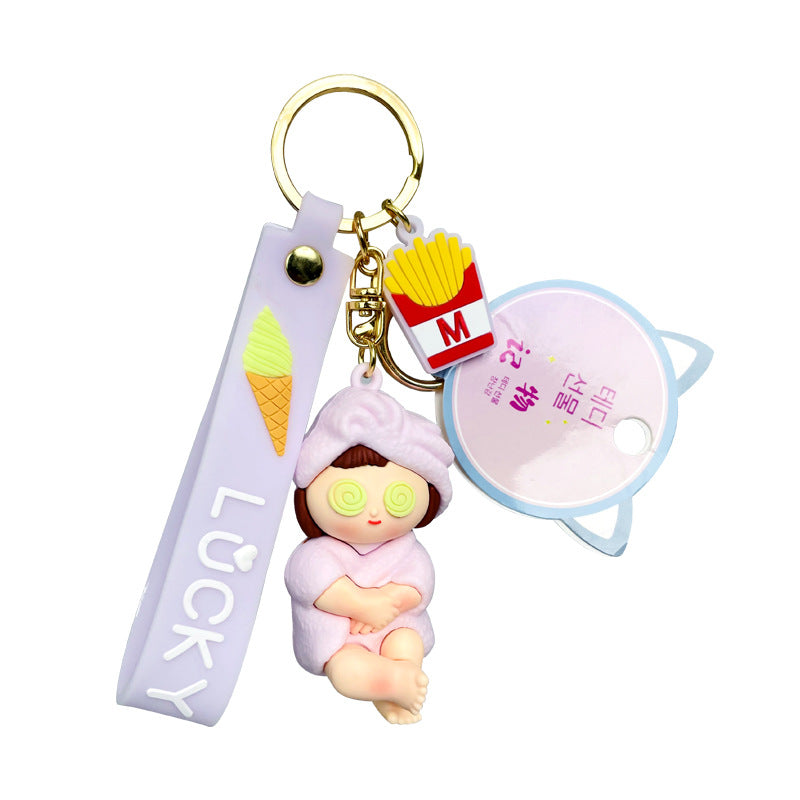 PVC bubble bath towel girl keychain MIC-HongL002