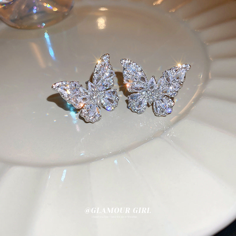 Alloy butterfly zircon earrings (Minimo de Compra 2) MIC-BY011