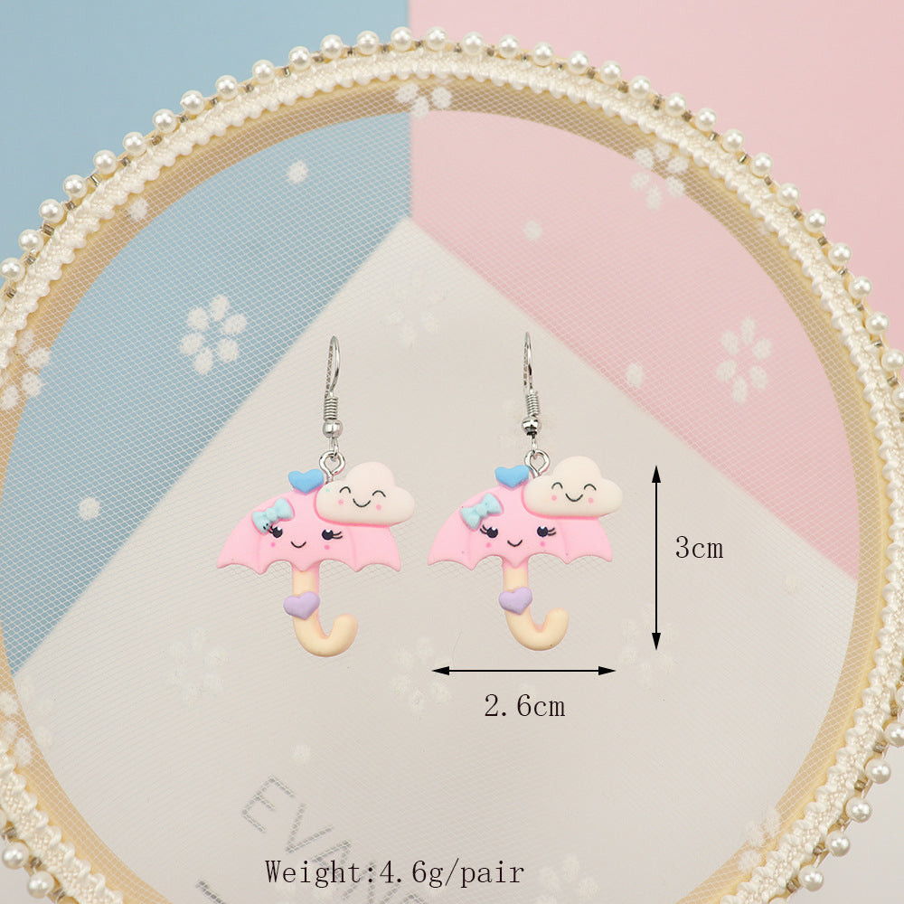 Acrylic cartoon matte cloud umbrella earrings MYA-NiQ042