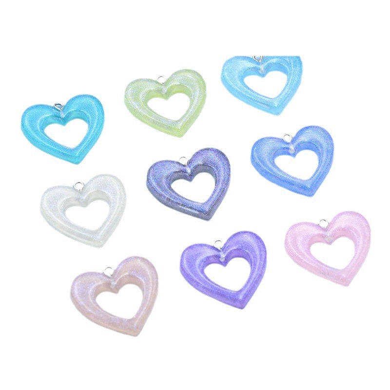 Resin glitter powder hollow heart accessories MYA-HuiX006