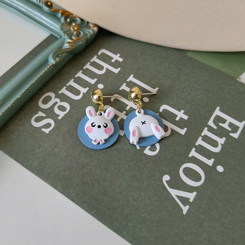 Resin cute cartoon rabbit earrings MIC-JiuY027