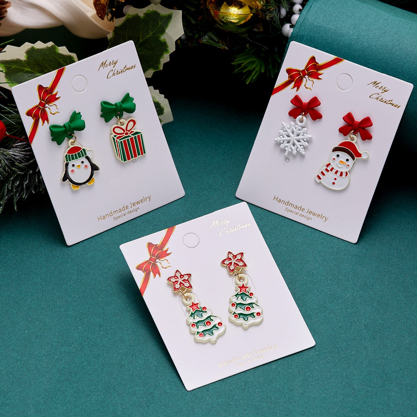 Alloy Santa Claus Bell Snowflake Earrings (Minimo de Compra 2)  MIC-JueH013