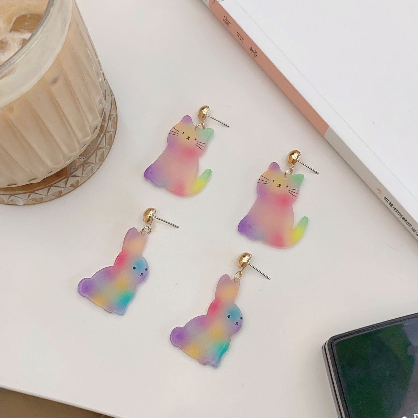 Alloy Rabbit Cat Cartoon Earrings MIC-AiM017