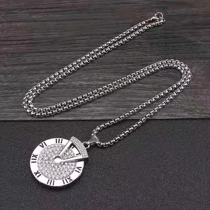 Necklaces Stainless Steel Roman Numerals Turnable LianL001