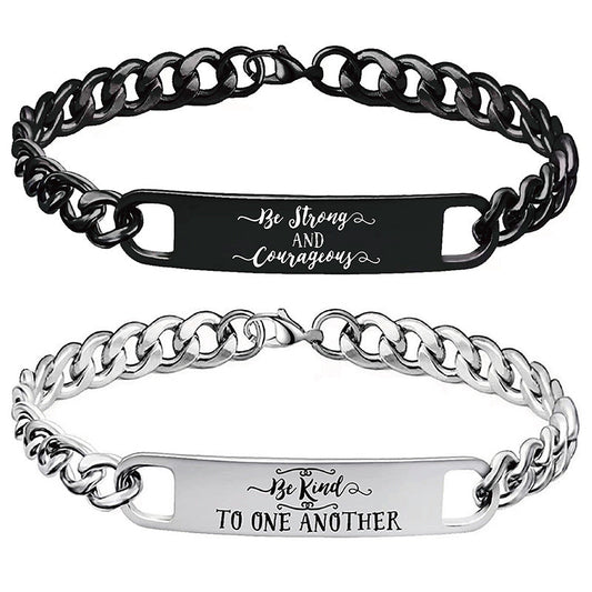 Bracelet Stainless Steel Lettering Cuban Chain Christmas Gift GangG019