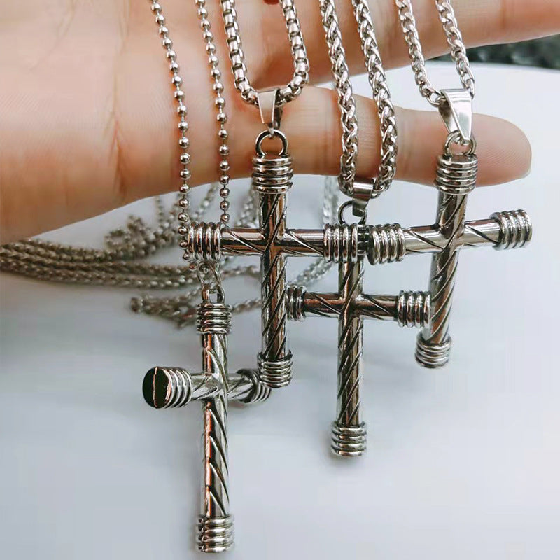 Stainless steel diamond studded cross necklace (Minimo de Compra 2)  MYA-ZhongR002