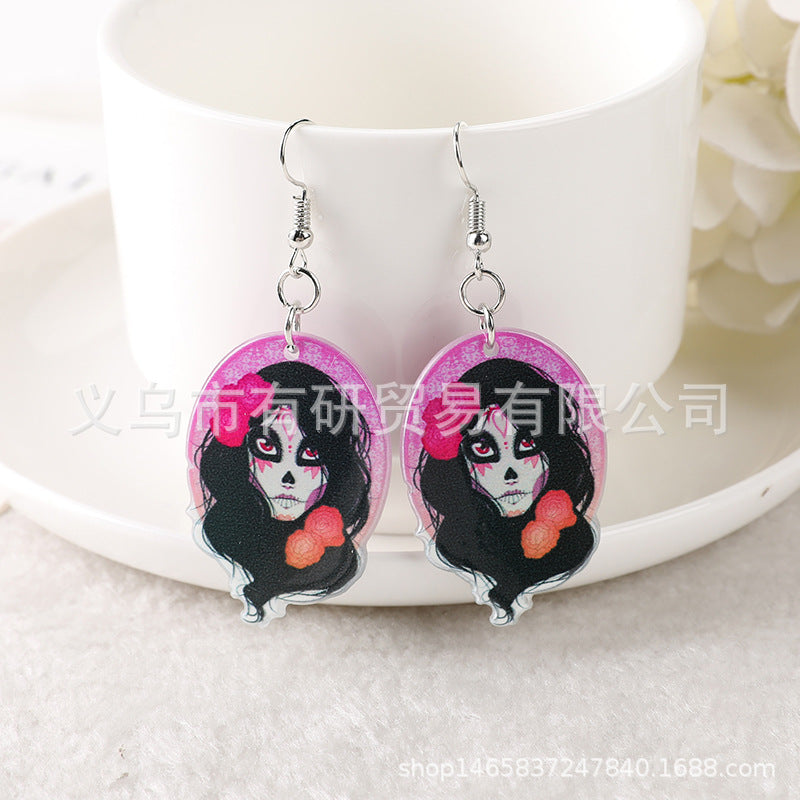 Resin Skeleton Girl Earrings (Minimo de Compra 2) MIC-YouY008