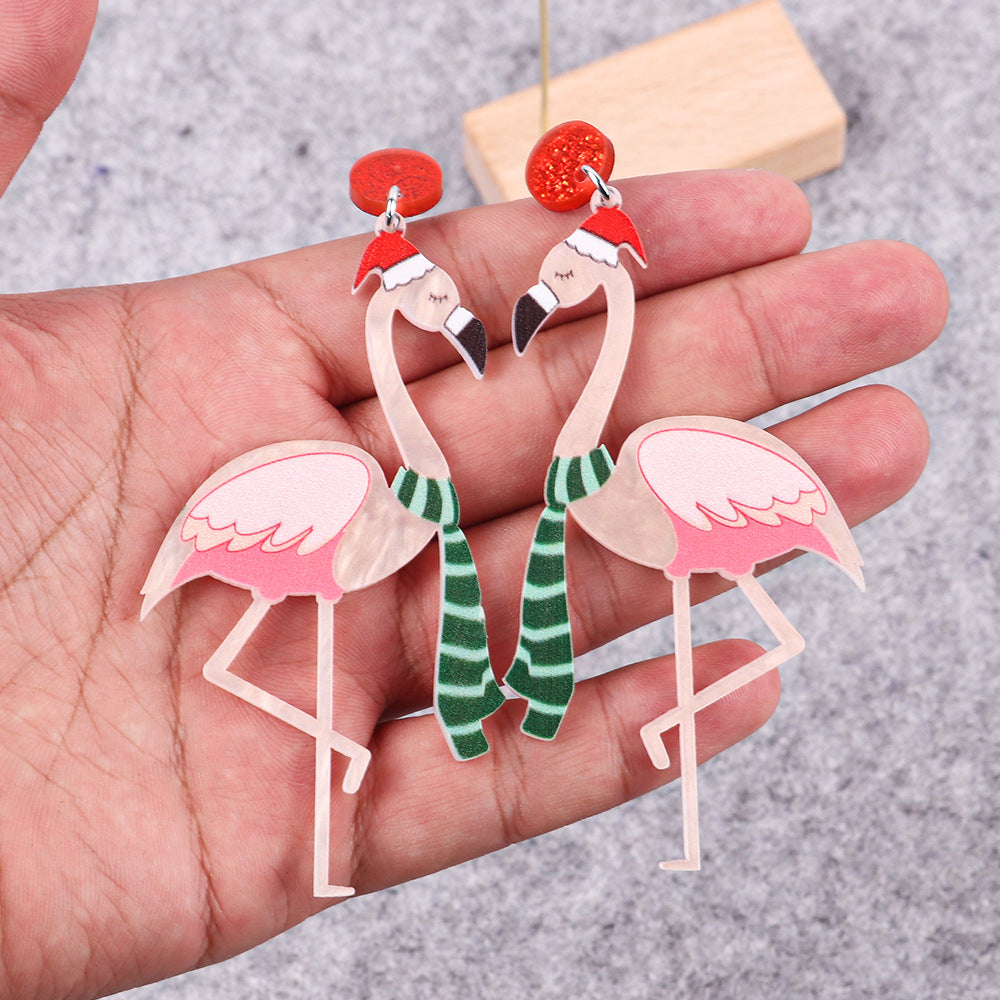 Acrylic Flamingo Colorful Earrings MIC-ChouD009