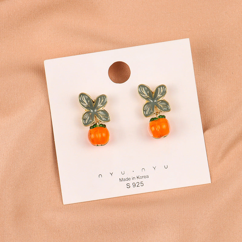 925 silver needle glass persimmon earrings Minimo de compra 2 MIC-LSY013