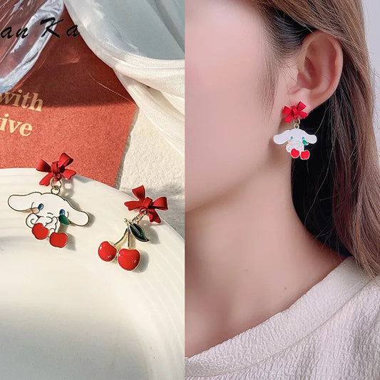 Alloy Fruit Cherry Asymmetric Earrings (Minimo de Compra 3) MIC-BiS004