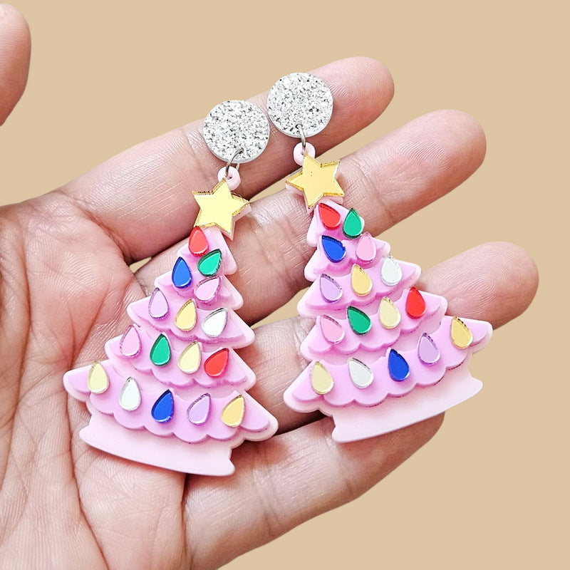 Acrylic Christmas tree earrings MIC-XueP185