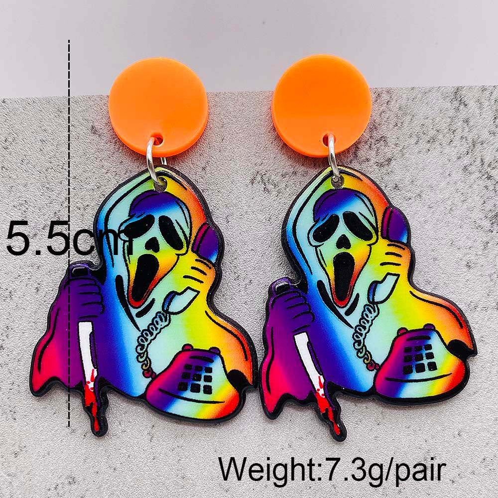 Acrylic Halloween Ghost Pumpkin Earrings (Minimo de Compra 2) MIC-ChenY023