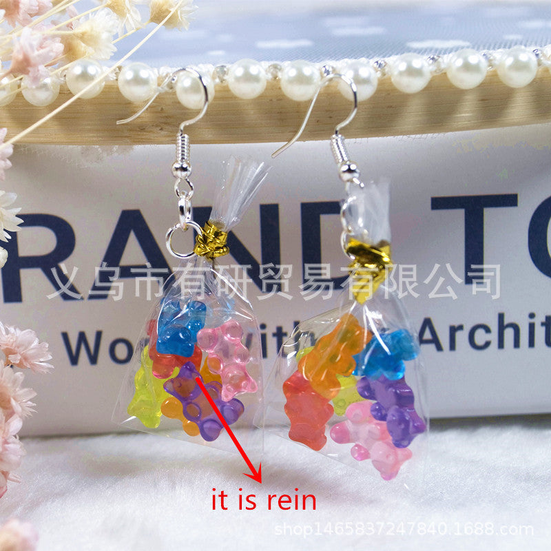 Resin Mini Bear Bag Earrings (Minimo de Compra 2) MIC-YouY024