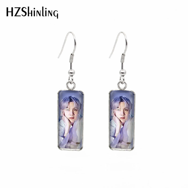 alloy cartoon BTS bulletproof earrings MYA-ES-XiangL037