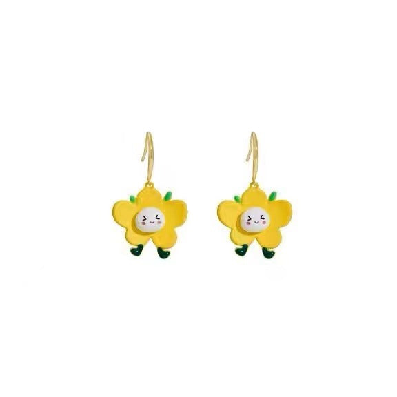 Alloy yellow smiley face small flower earrings (Minimo de Compra 3) MIC-WangX002