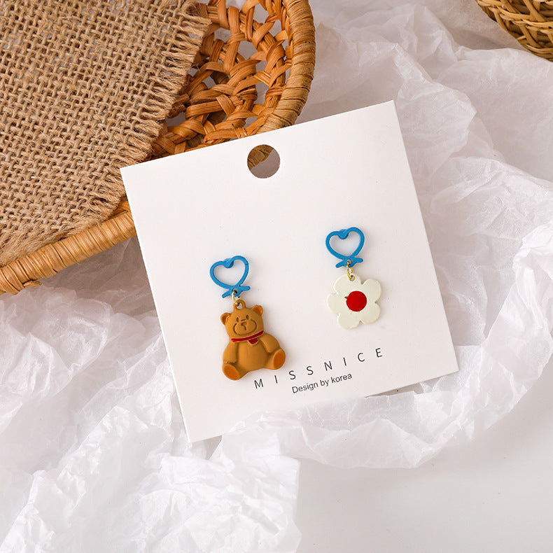 Alloy Fun Cartoon Asymmetric Little Bear Earrings MIC-MiS012