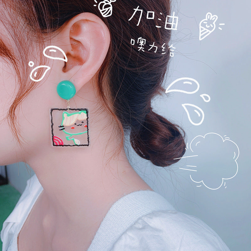 Alloy Transparent Love Cat Earrings (Minimo de Compra 2) MIC-XingS007