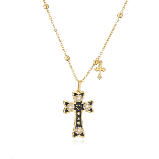 Stainless steel drip oil cross necklace MIC-JuC019