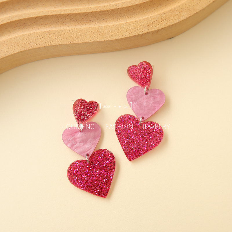 Acrylic Contrast Peach Heart Earrings (Minimo de Compra 2) MIC-OuG029