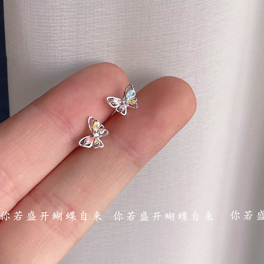 Alloy colored zirconium butterfly earrings MIC-LiangM007