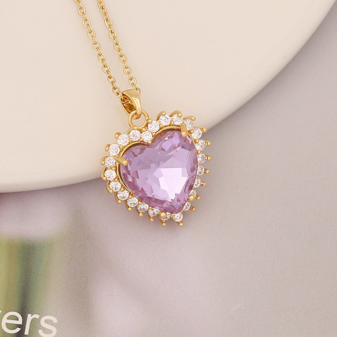 Necklaces Copper Zircon Stainless Steel Fantasy Purple Series BingM025