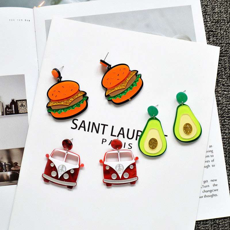 Acrylic cartoon avocado earrings MYA-XieN062