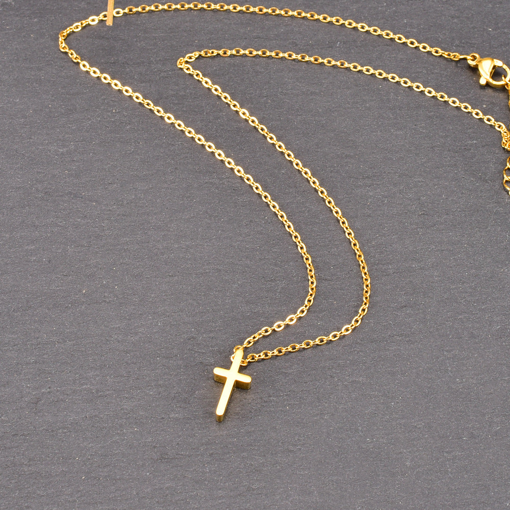 Gold Plated Titanium Cross Necklace MYA-YiS002