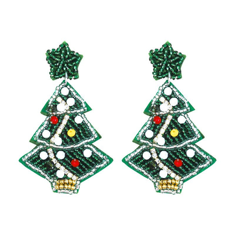 Alloy Pink Christmas Tree Earrings (Minimo de Compra 2) MYA-DWKM001