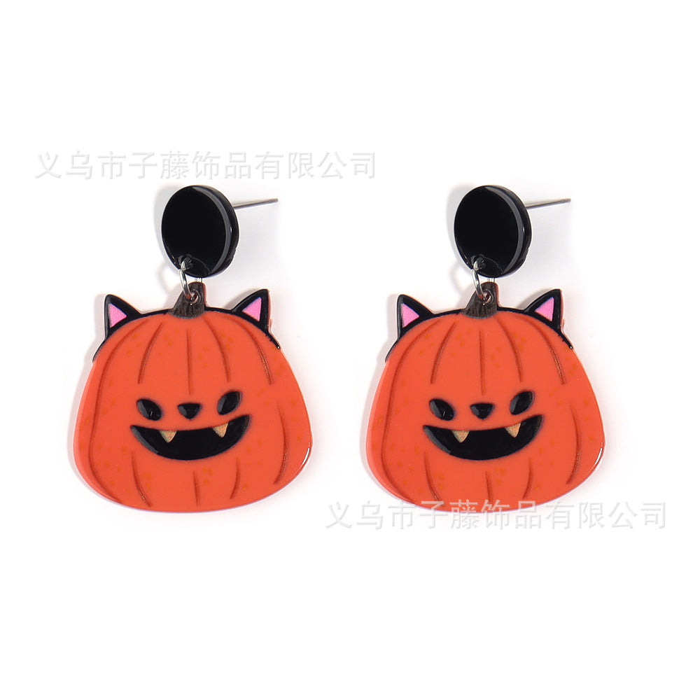 Acrylic Pumpkin Ghost Hole Earrings (Minimo de Compra 2) MIC-ZiT001