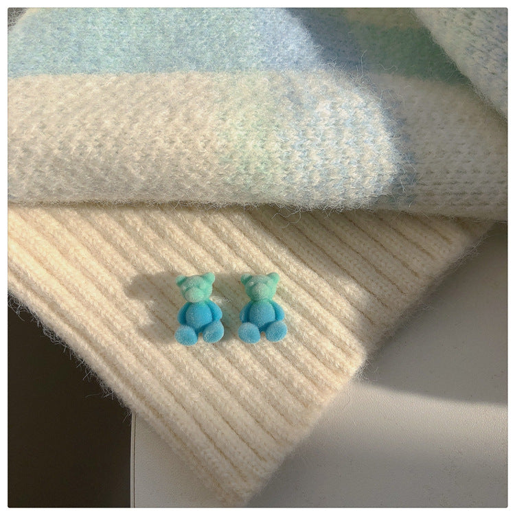 Alloy Blue Gradient Bear Earrings MYA-YinXin001