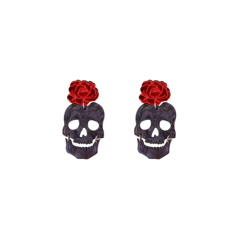 Acrylic Halloween New Skull Earrings (Minimo de Compra 3) MIC-OuG067