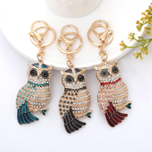 Lovely diamond inlaid owl keychain  (Minimo de compra 2) MIC-ChaoK002