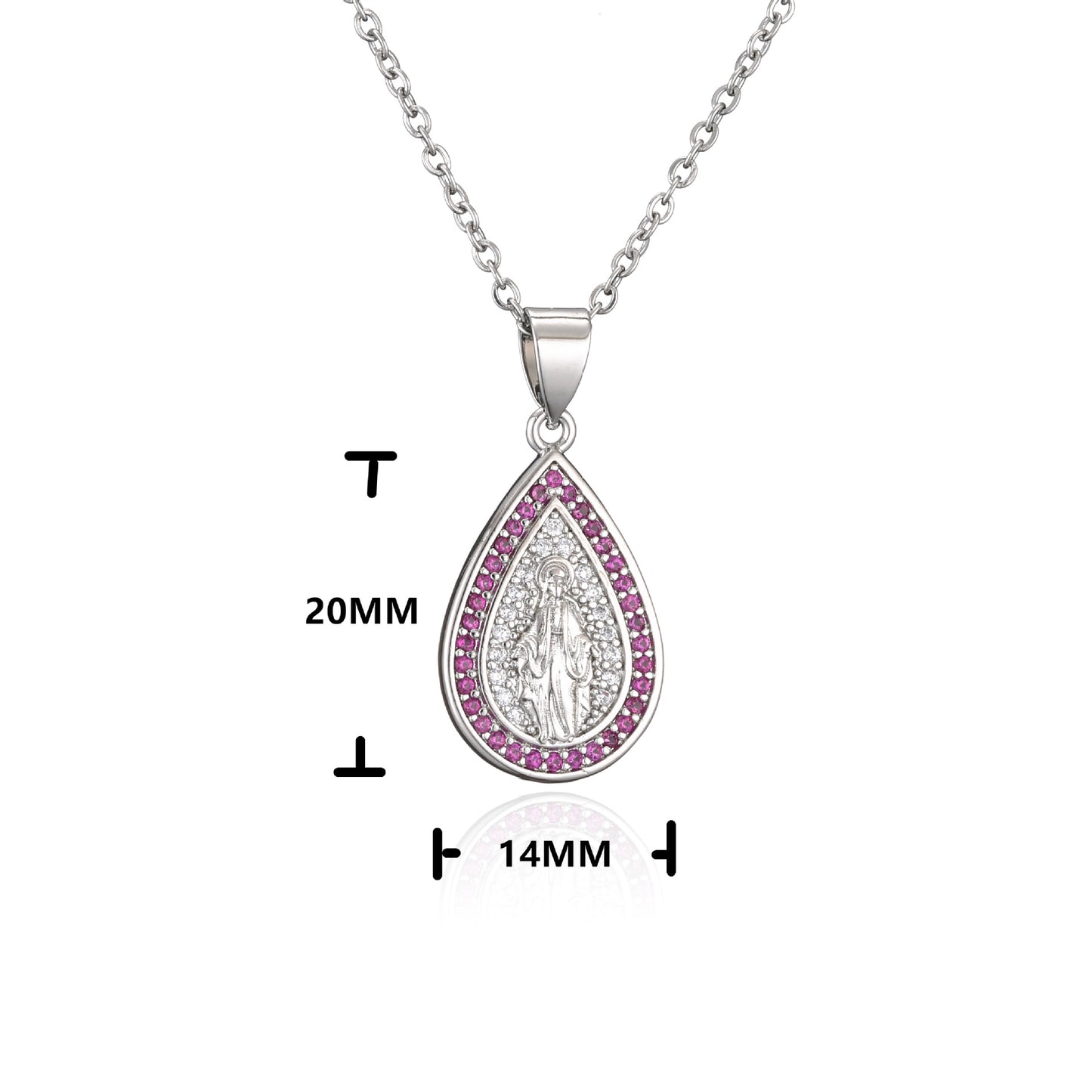 Stainless steel colored diamond water drop necklace MYA-JuC013