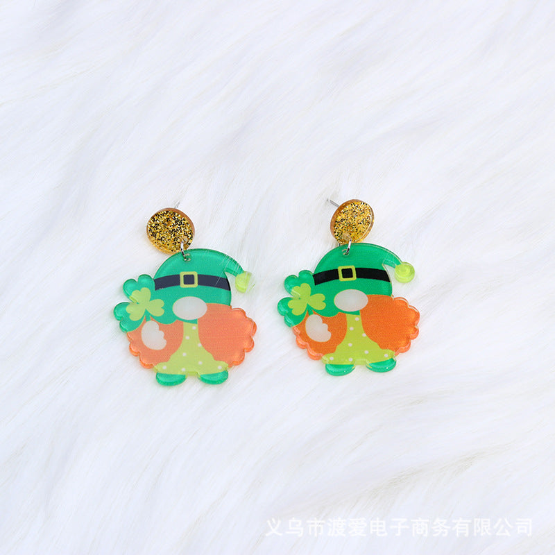 Acrylic Clover Hat Butterfly Earrings MIC-DuAi006