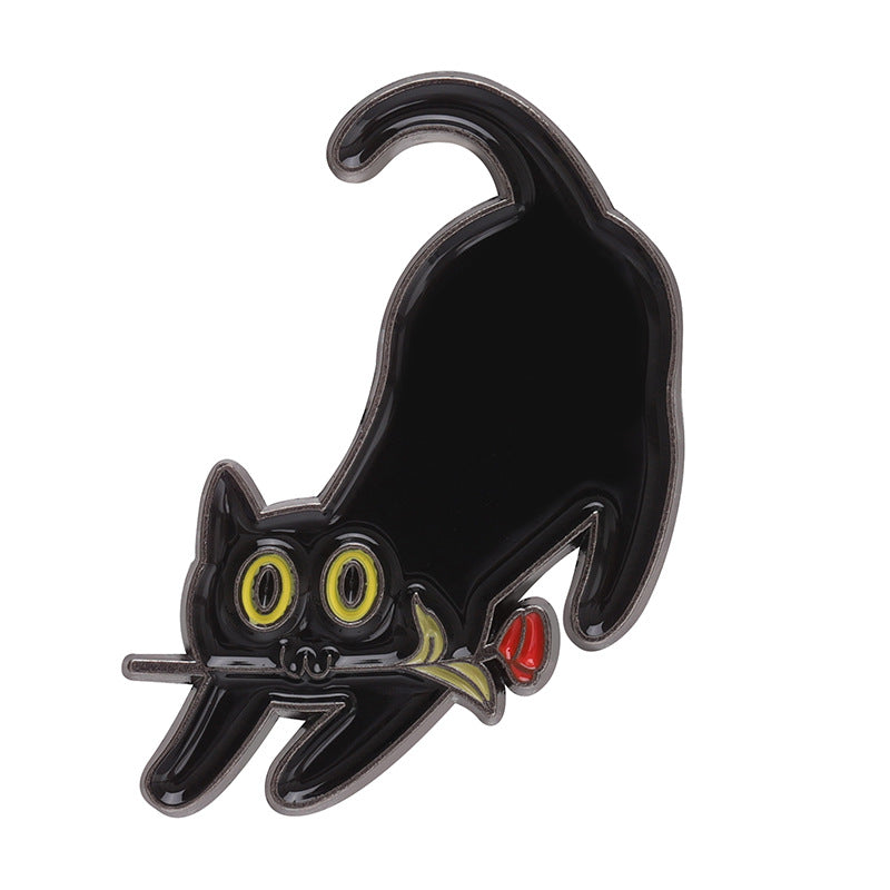 Alloy black cat brooch MIC-QiH002