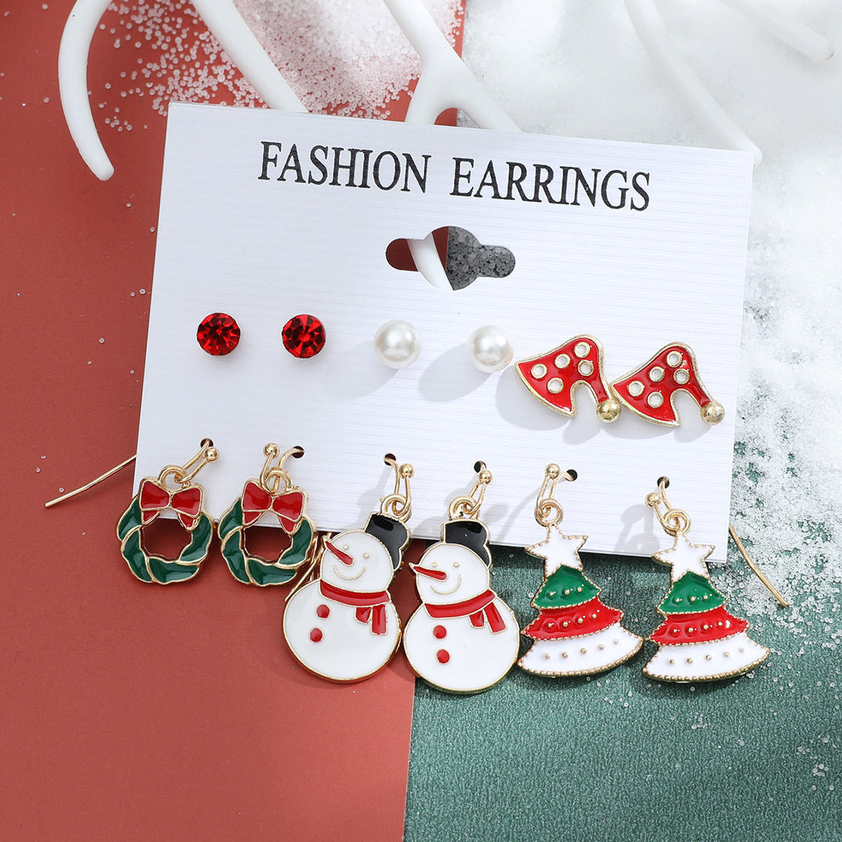 Alloy Christmas Snowman Crutch Earrings (Minimo de Compra 2) MIC-MiaoY096