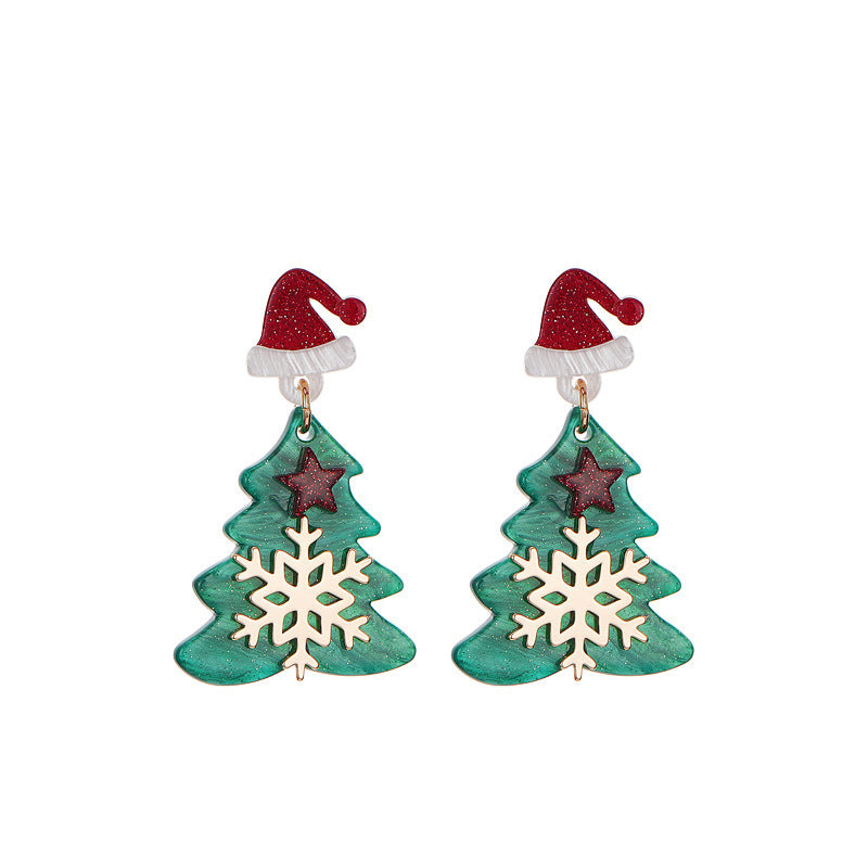 Alloy Christmas Tree Snowflake Earrings (Minimo de Compra 2) MIC-PingH040