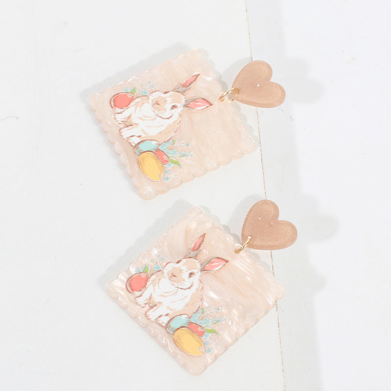 Alloy rabbit oil painting earrings (Minimo de compra 5) MIC-YiRan002