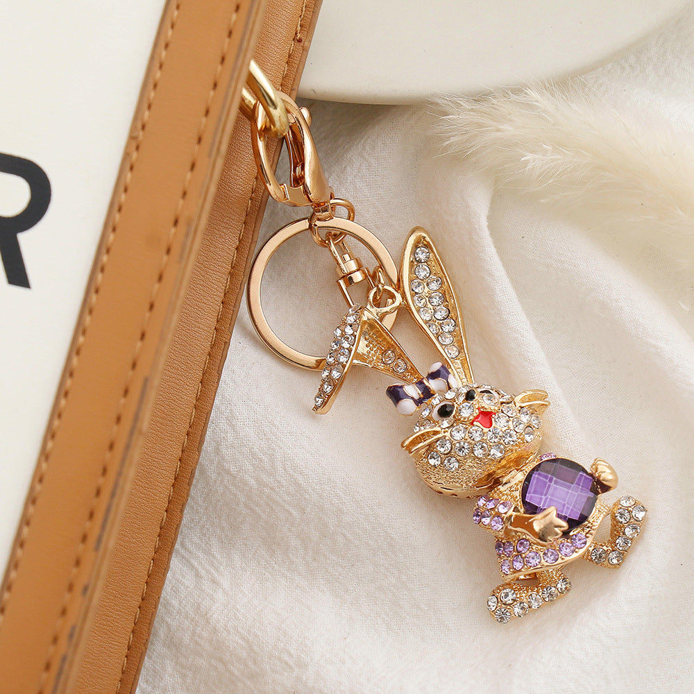 Lovely rabbit keychain with diamond  (Minimo de compra 2) MIC-ChaoK010