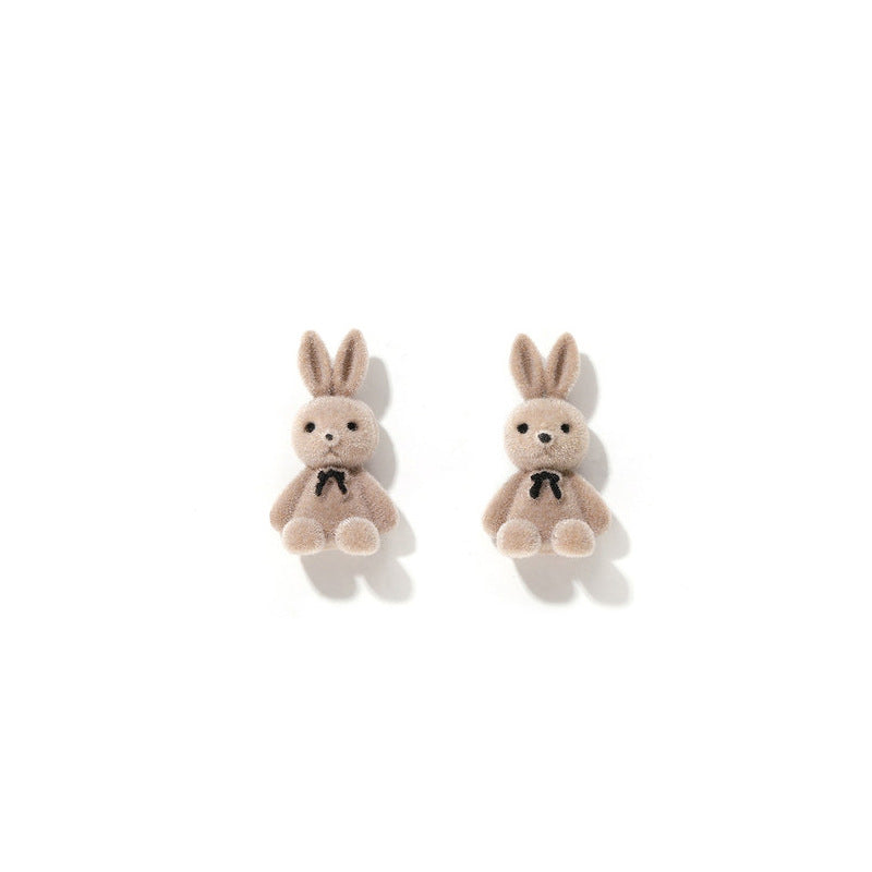 Alloy flocked rabbit earrings MIC-YinXin006