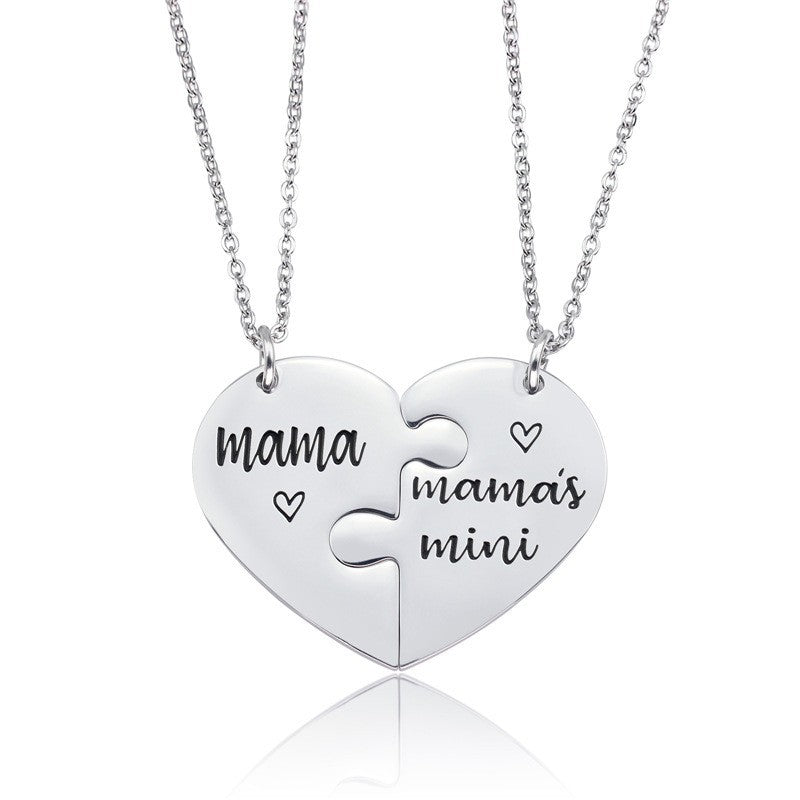 Titanium steel puzzle mother's precious necklace MIC-LAA007