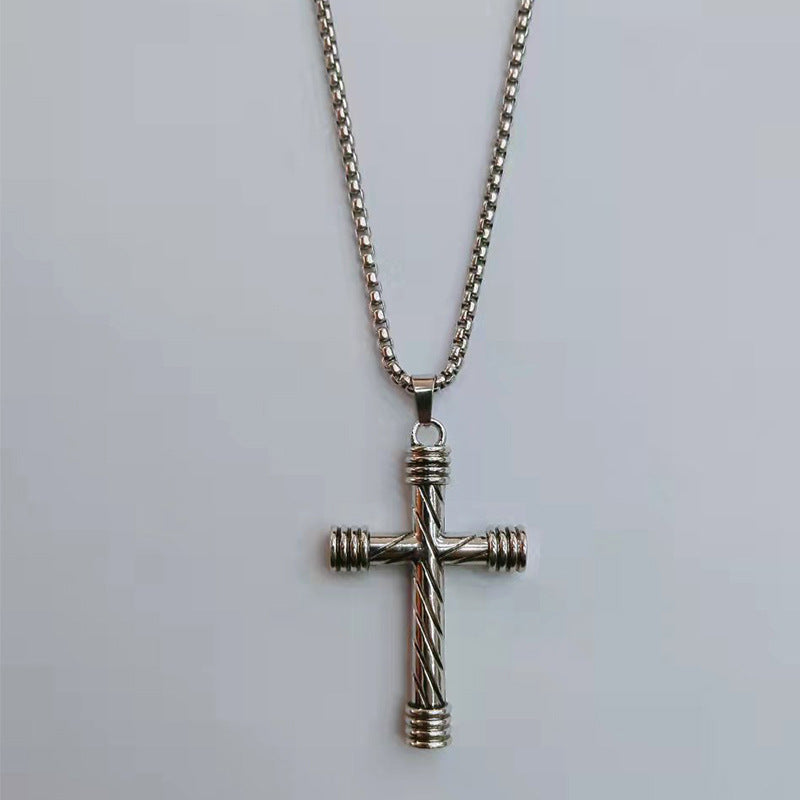 Stainless steel diamond studded cross necklace (Minimo de Compra 2)  MYA-ZhongR002