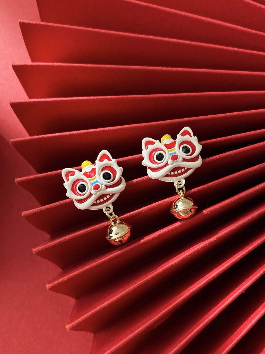 Alloy New Red Little Lion Earrings (Minimo de Compra 2) MIC-XinXu002