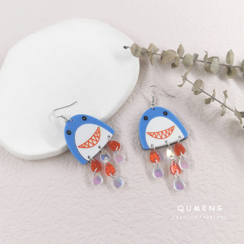 Acrylic Shark Water Drop Earrings (Minimo de Compra 2) MIC-QingM029