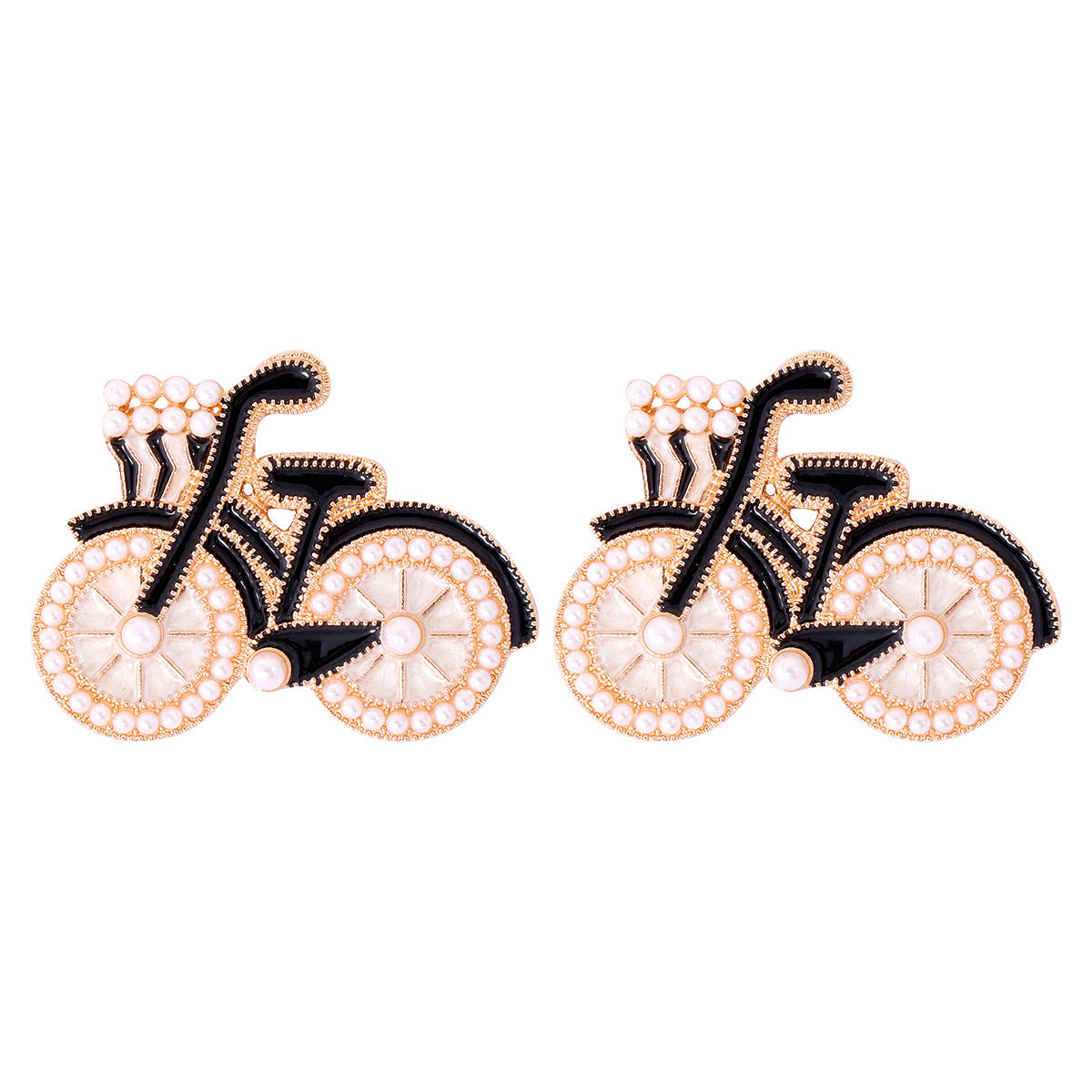 Alloy full diamond bicycle earrings MIC-JuJ023