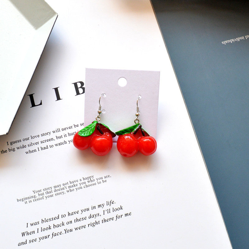 Acrylic Fruit Cherry Earrings MIC-XieN066